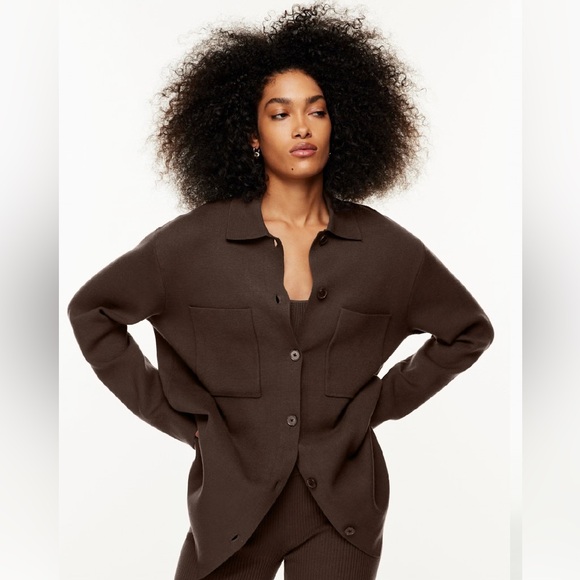 Babaton Jackets & Blazers - Babaton Dark Brown Button-Front Oversized Blazer